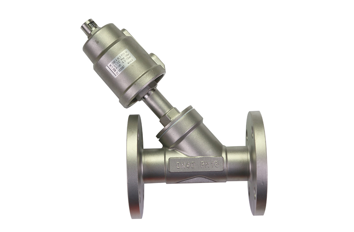 不銹鋼氣缸法蘭式角座閥